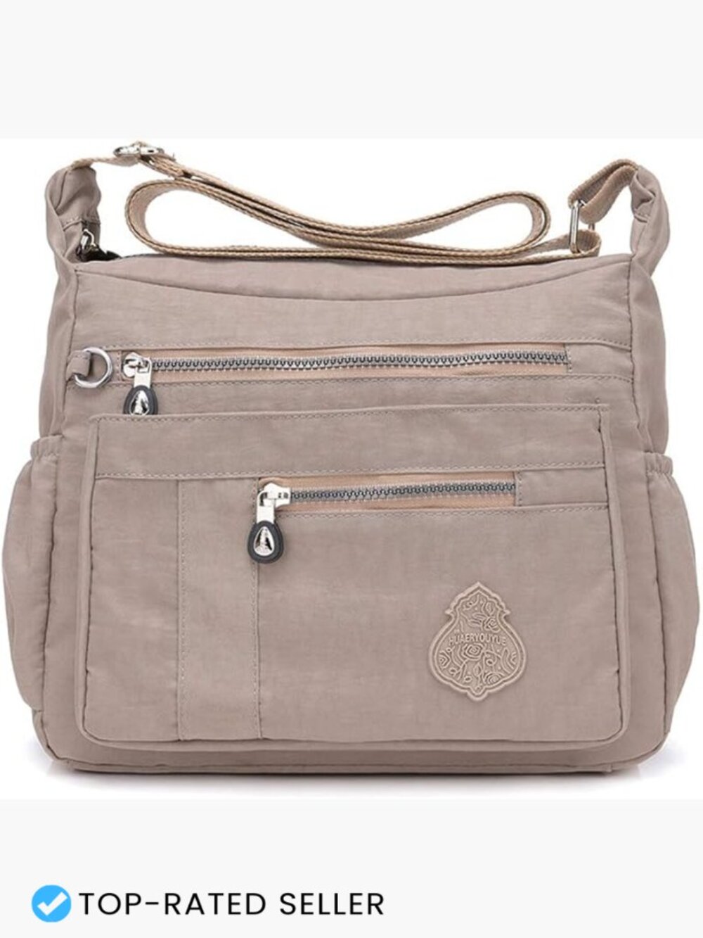 Nylon Crossbody Bag Lightweight Waterproof Multi Pocket Shoulder Purse